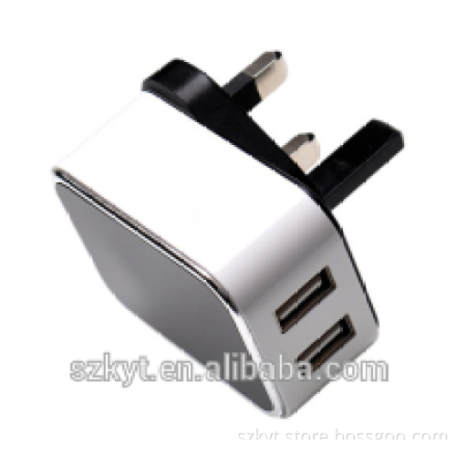 EU AU UK US Round Dual USB Ports Wall Charger Power Adapter Plug